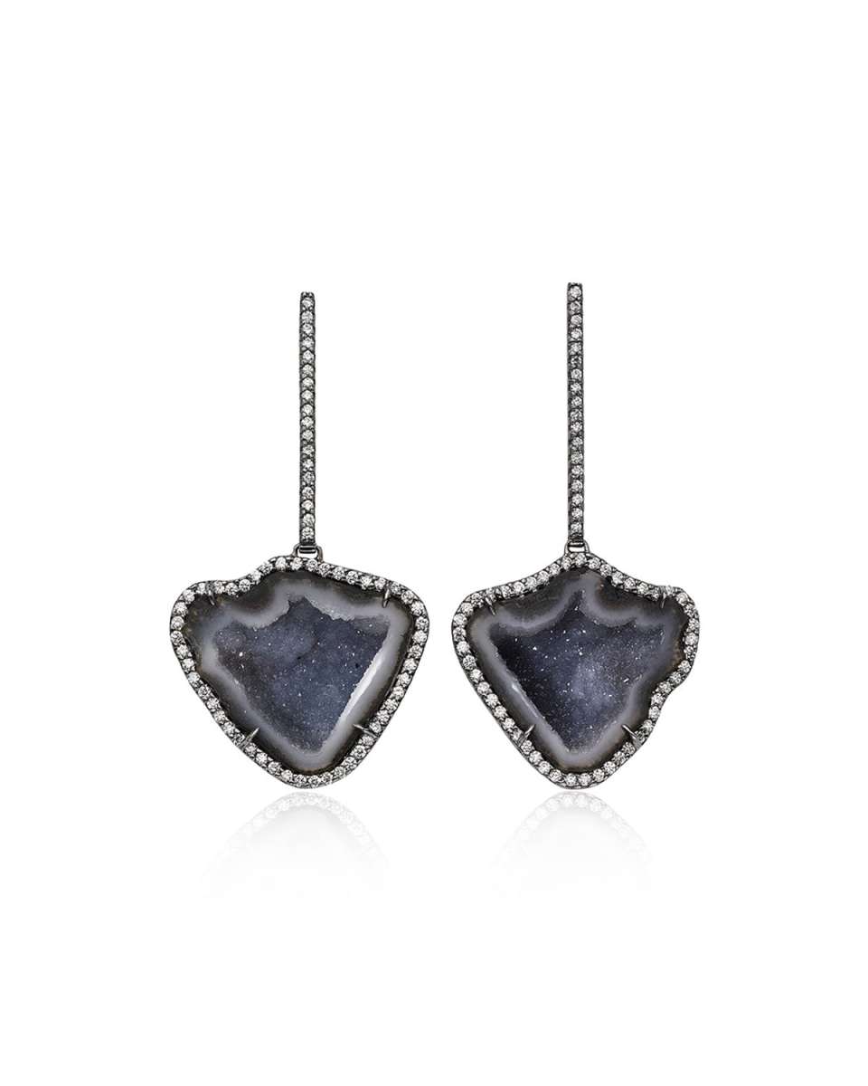 One-of-a-Kind Geode Diamond-Pave Earrings